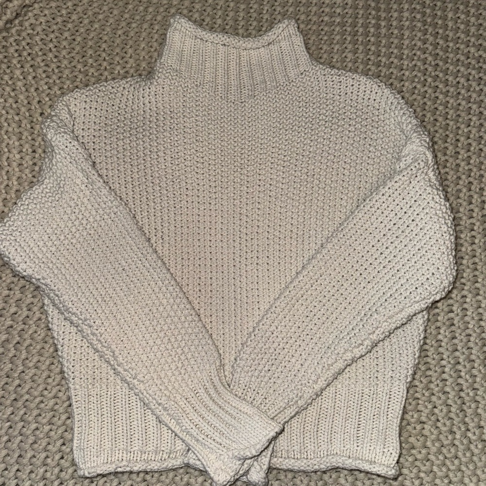 She + Sky Cream Chunky Knit Turtleneck Sweater